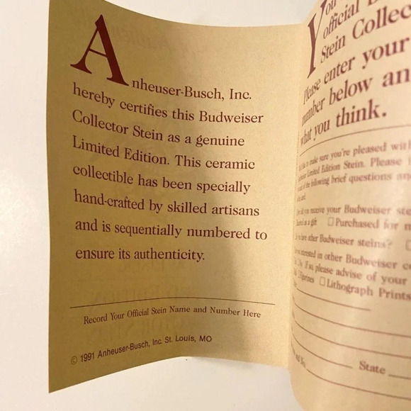 Vintage 1991 Anheuser Busch Budweiser Stein Chasing the Checkered  Flag Racing - Picture 11 of 12